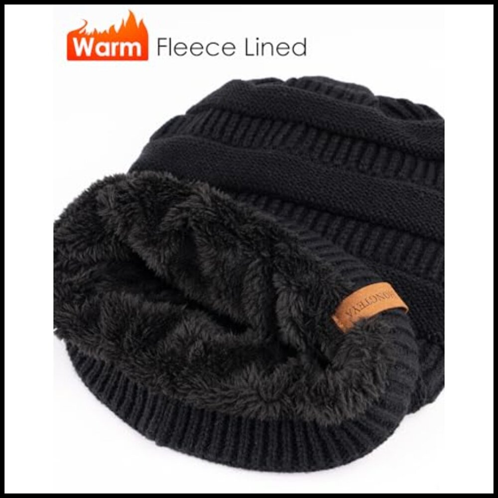 Fleece Lined Winter Accessory Set Knit Beanie Sca… - image 2